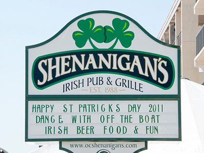 shenanigan's irish pub & grille sign