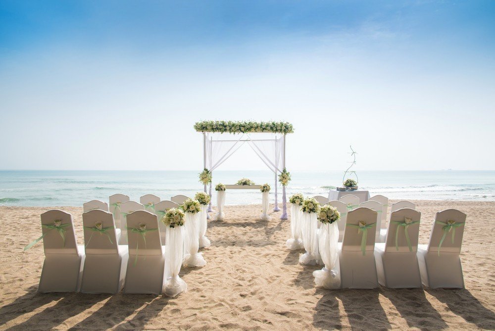 wedding scene at the beach