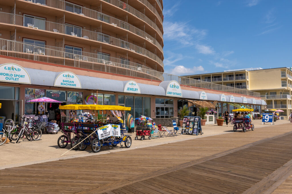 ocean city, md boardwalk and grand hotel entrance