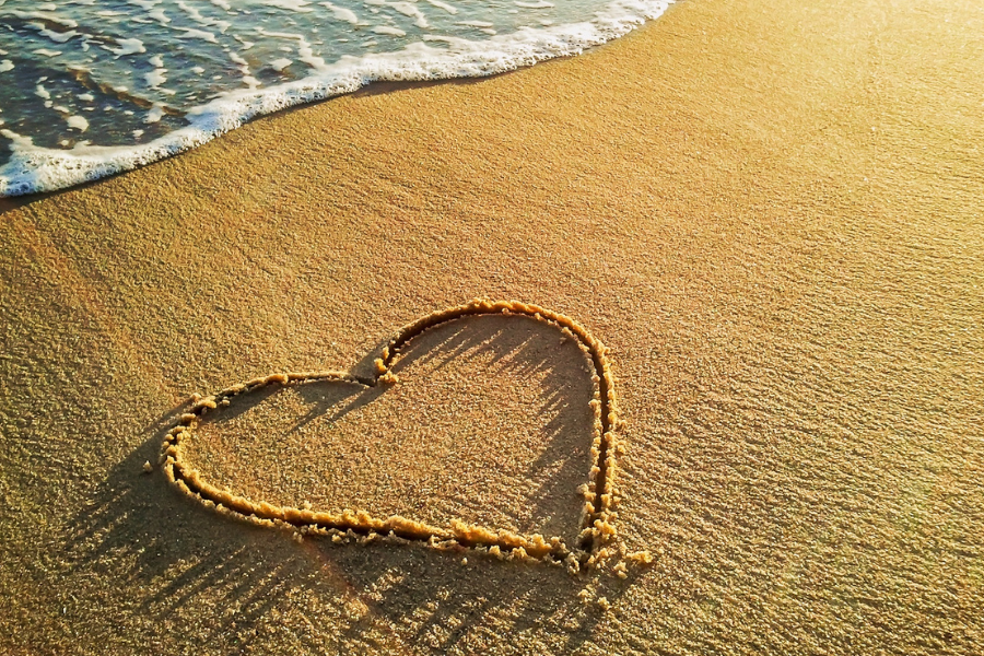 Heart in the sand in Ocean City, Maryland